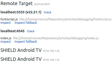 Child Process ready to be inspected