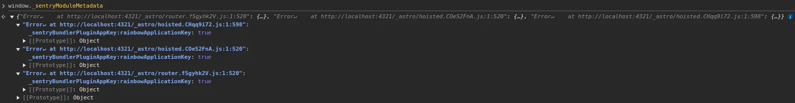 Personal site sentry metadata value